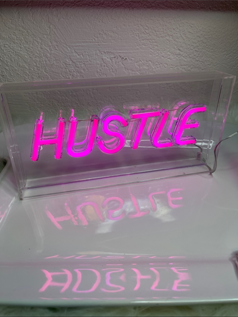 HUSTLE Pink Acrylic Neon Sign -